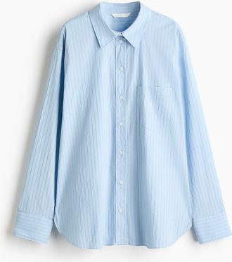H&M Oversized Shirt in Light Blue/striped at Nordstrom, Size Xx-Large