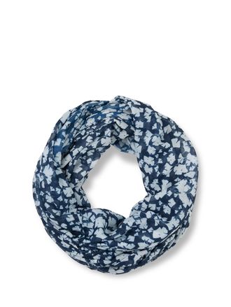 Tom Tailor Loop TOM TAILOR, Damen, blau ginkgo minimal, Web, Kunstfaser, gemustert, Modet&uuml;cher Loop, mit Muster