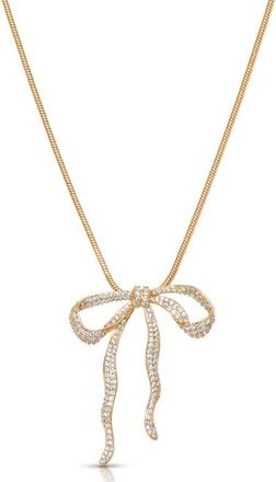 Ettika Pavé Cubic Zirconia Bow Pendant Necklace in Gold at Nordstrom