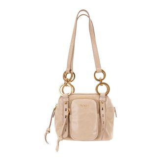 Prada Tassen, Dames, Beige, ONE Size, Leer, Schoudertas