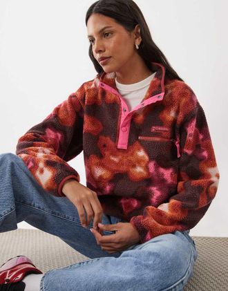 Columbia Helvetia II Dyeflower pile corto con mezza chiusura a bottoni a pressione rosa multicolore