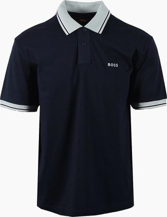 HUGO BOSS Mens Boss Orange BLOCKS POLO DARK BLUE - Navy - Size: 42