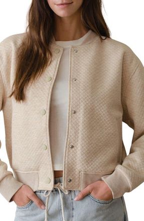 Marine Layer Corbet Quilted Bomber Jacket in Oatmeal Heather at Nordstrom, Size X-Large