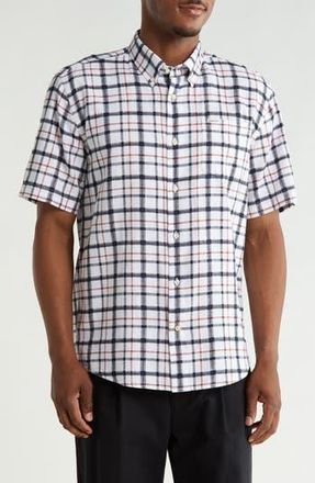 Barbour Glover Short Sleeve Linen & Cotton Blend Button-Up Shirt in Brook Blue at Nordstrom Rack, Size Xx-Large