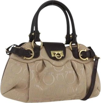 Ferragamo Pre-owned Handbags, female, Beige, Size: ONE SIZE Pre-owned Leather Handbag