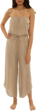BECCA by Rebecca Virtue Radiance Strapless Cover-Up Jumpsuit in Latte at Nordstrom, Size Medium