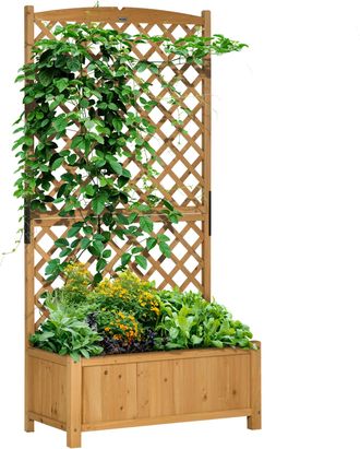 OUTSUNNY Arriate De Jard&iacute;n Con Enrejado Jardinera Con Celos&iacute;a Macetero Con Soporte Para Trepadora Cultivos Plantas Flores Para Patio 90x45x180 Cm