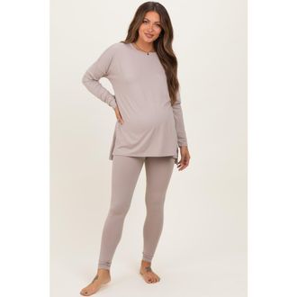 Pinkblush Brushed Knit Oversized Top and Legging Set in Taupe at Nordstrom, Size X-Large