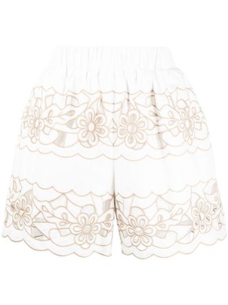 Red Valentino Shorts met geborduurde bloemen - Wit