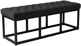 Clp Banco Polson Tapizado En Terciopelo Negro 120 Cm
