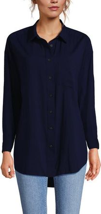 Lands End Cotton Voile Billowy Oversized Shirt in Deep Sea Navy at Nordstrom, Size X-Large