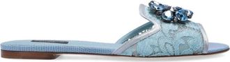 Dolce & Gabbana Bianca slides - Dames - Sandalen - Blauw - 37 1/2 EU - Schoenen