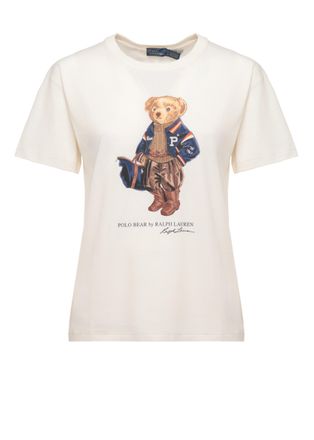 Polo Ralph Lauren Ivory Bear Print Short-Sleeve Cotton T-Shirt