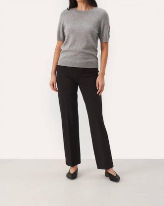Part Two Everlotta Short Sleeve Cashmere Sweater In Grey Melange