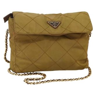 Prada Pre-owned Vintage Nylon Schoudertas - Dames - Pre-owned - Beige - Maat: ONE Size Nylon