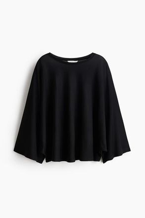 H&M Batwing-sleeved Jersey Top in Black at Nordstrom, Size X-Small