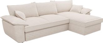Vente-Unique Sof&aacute; rinconera derecha de pana beige GUILLERMO