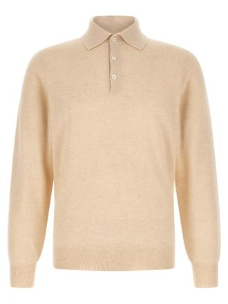 Brunello Cucinelli Beige Cashmere Polo Mens Shirt