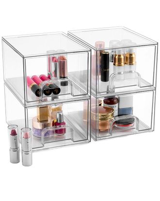 Sorbus Set Of 4 Acrylic Pull-Out Small Makeup Storage Containers