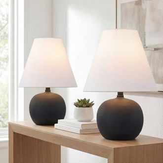 Jonathan Y Designs Asher 18.25 Minimalist Scandinavian Resin/Iron Gourd LED Table Lamp in Matte Black at Nordstrom