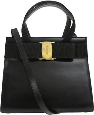 Ferragamo Pre-owned Handbags, female, Black, Size: ONE SIZE Pre-owned Leather Handbag
