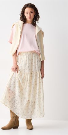 Twik Womens Flowers and embroidery maxi skirt