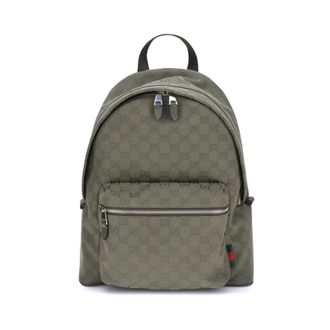 Gucci Tassen, Heren, Grijs, ONE Size, Katoen, Bosgroene GG Stoffen Rugzak