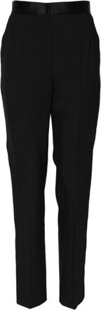 Dolce & Gabbana Black Wool Tapered High Waist Womens Pants