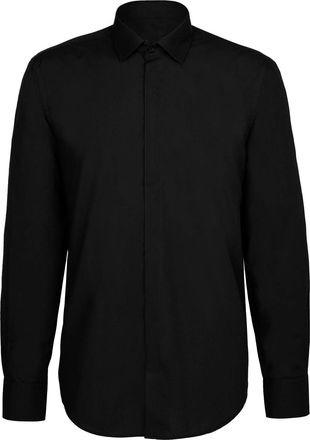 Generic Mens Black Tailored Fit Dress Shirt Regular Collar Tuxedo Formal Wedding Work Double Cuff (UK, Neck, 16.5, Regular, Regular, Black)