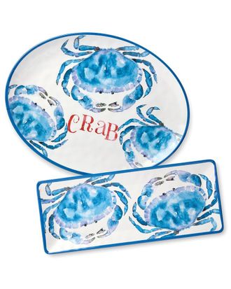 Certified International Beach House Crab Melamine 2pc Platter Set