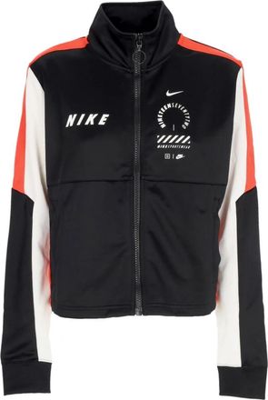 Nike Korte Dames Track Top Zwart/Rood/Wit - Dames - Sportshirts - Zwart - S - Polyester - Fitness