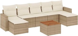 vidaXL Vidaxl - Juego De Sof&aacute;s De Jard&iacute;n Con Cojines Beige 8 Pzas Rat&aacute;n Pe