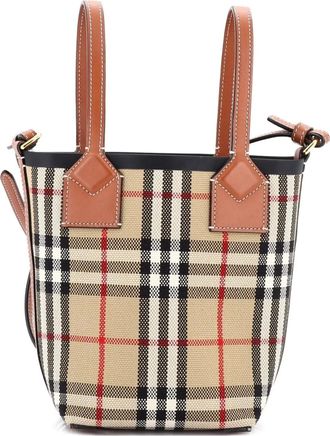 Burberry London Vintage Check canvas mini bucket-tas - Bruin