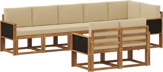 vidaXL Conjunto De Sof&aacute;s De Exterior 8 Uds. Natural Y Beige Poli&eacute;ster Vidaxl