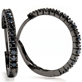 Pompeii3 1/2ct Black Diamond Hoops 10K Black Gold