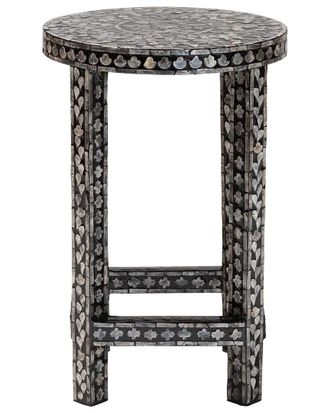 Baxton Studio Elara Coastal Black & White Mother Of Pearl Capiz Shell End Table
