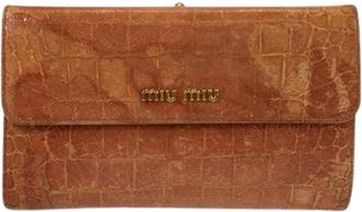 Miu Miu Pre-owned Embossed Leather Compact Wallet - Dames - Vintage Accessoires - Bruin - ONE Size - Leer - Vintage