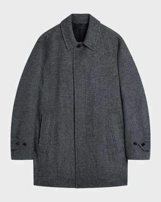 Dunhill Men & apos;s Wool, Silk & Cashmere Nailhead Short Car Coat