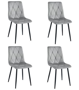 OEM Silla Libra - Terciopelo Gris Plata / Patas Negras X 4