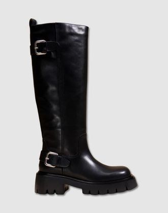 Mi-Mai Herpen Chunky Treaded Sole Long Boot in Black at Nordstrom, Size 10