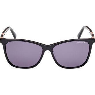 GANT Square Sunglasses in Shiny Black /Smoke at Nordstrom Rack
