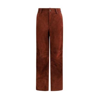 Salvatore Santoro Womens High Waist Straight Leg Pants - Brown Leather - Size EU 38 (Womens)