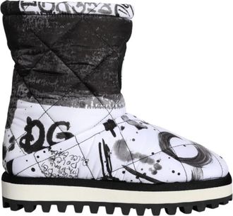 Dolce & Gabbana Logo Print Mid Calf Laarzen - Dames - Winterlaarzen - Veelkleurig - 37 EU - Polyester - Schoenen