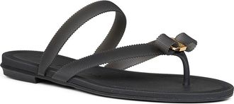 Ferragamo Womens Thong Sandals Vara Black Rubber