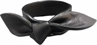 Saint Laurent Black Leather Bow Bracelet