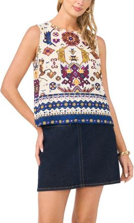 Vince Camuto Print Sleeveless Top in New Ivory at Nordstrom, Size Xx-Small