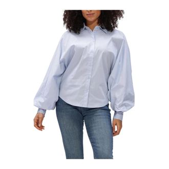 Janice Dames, Blouses & Shirts, Blauw, Maat: L Katoen