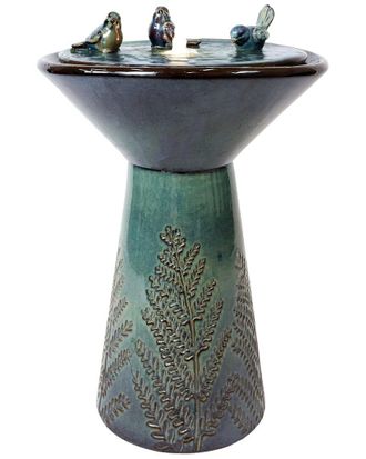 Sunnydaze Gathering Birds Ceramic Outdoor Fountain With Led Lights