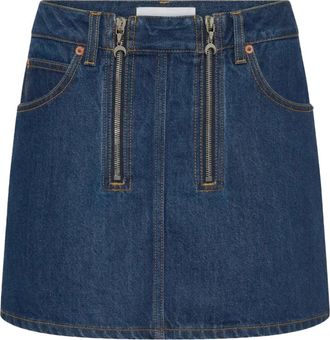 Marine Serre Zipped Mini Rok - Dames - Rokken - Blauw - Maat: S Katoen