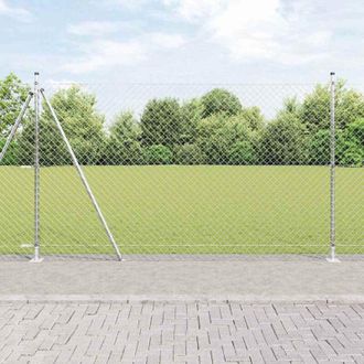 vidaXL Valla De Eslabones De Cadena Con Postes Plateado 1.4 X 10 M Vidaxl